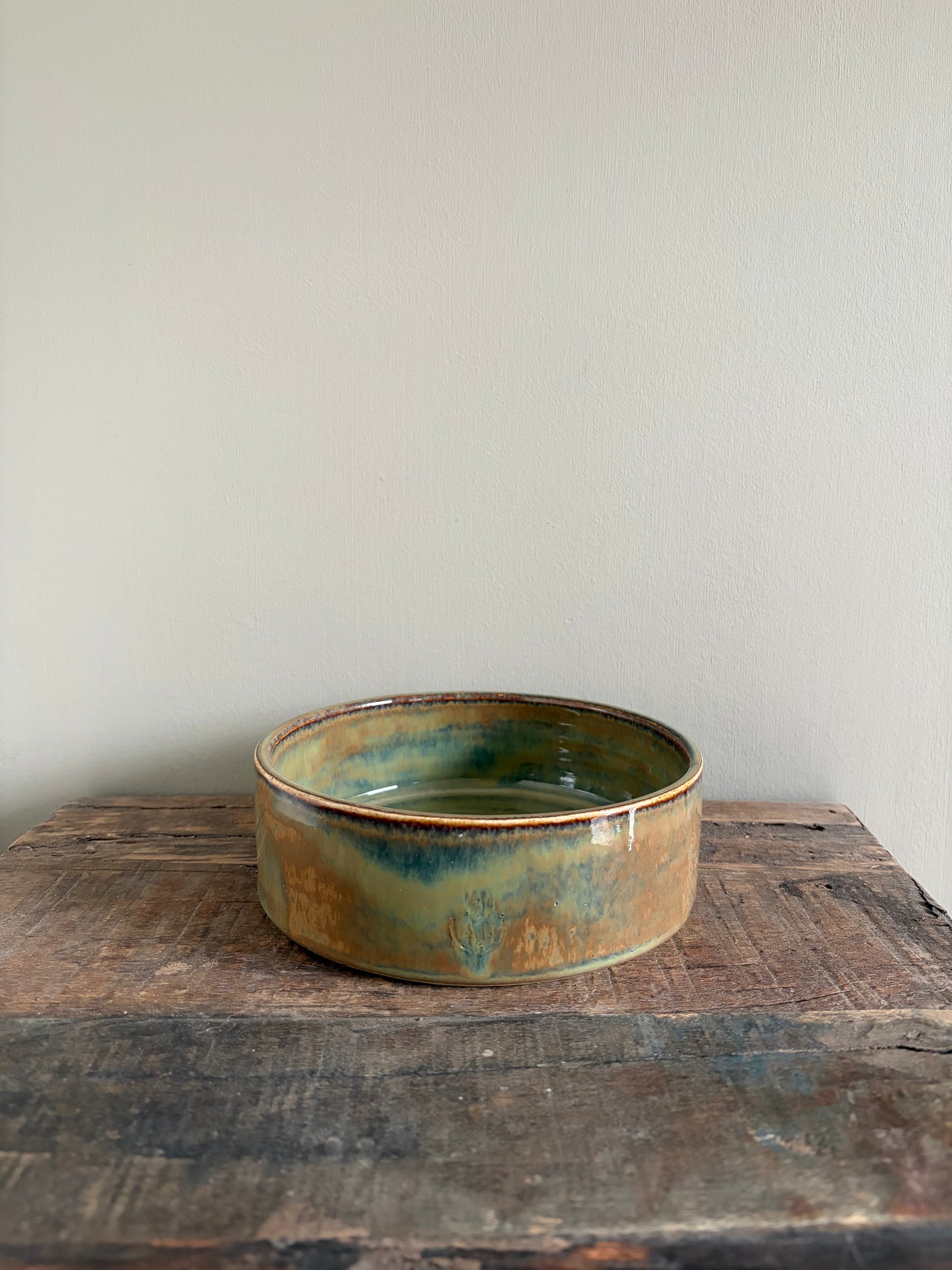 Kom blauwgroen & bruin