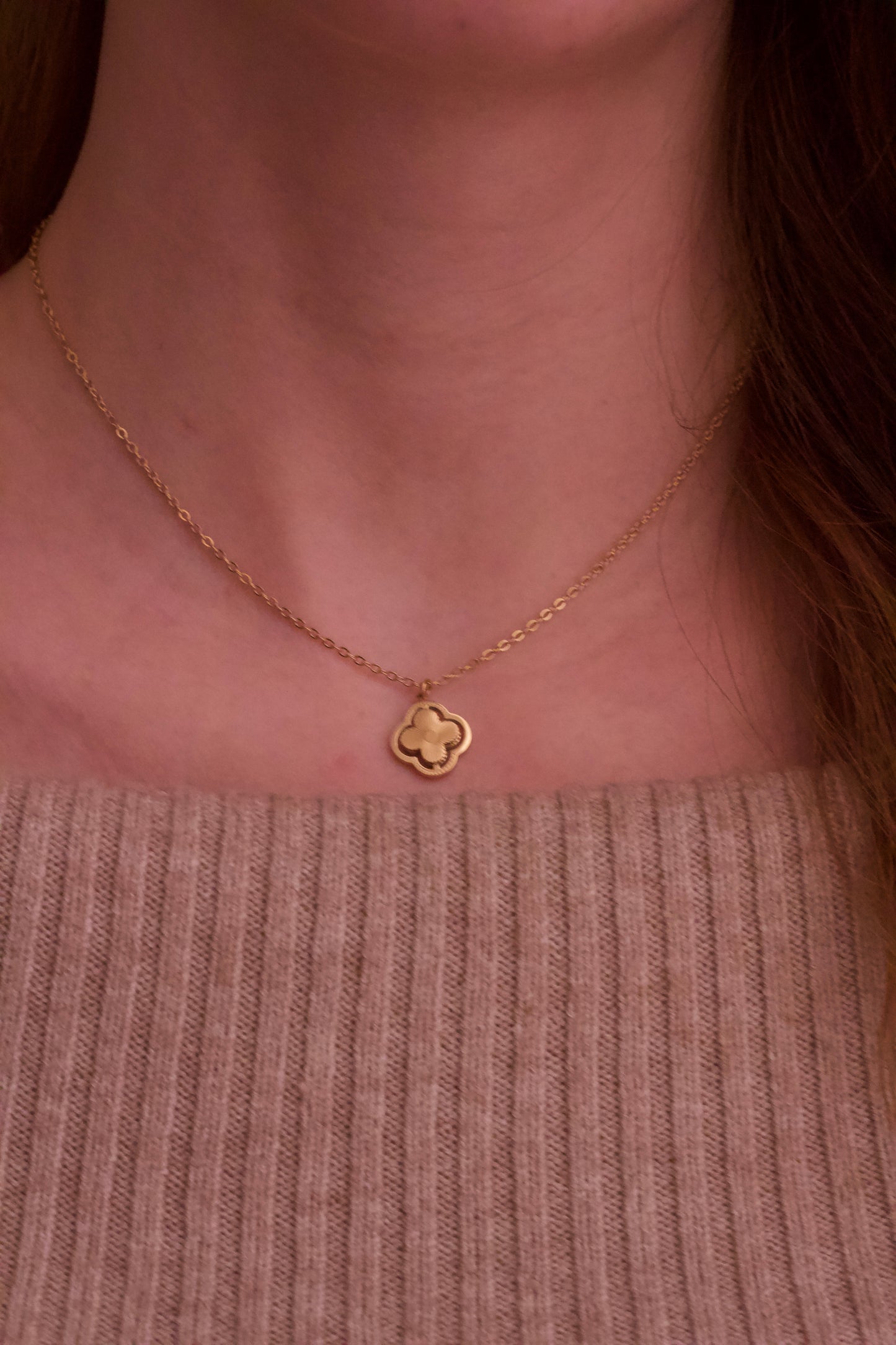 Double Clover Necklace Gold