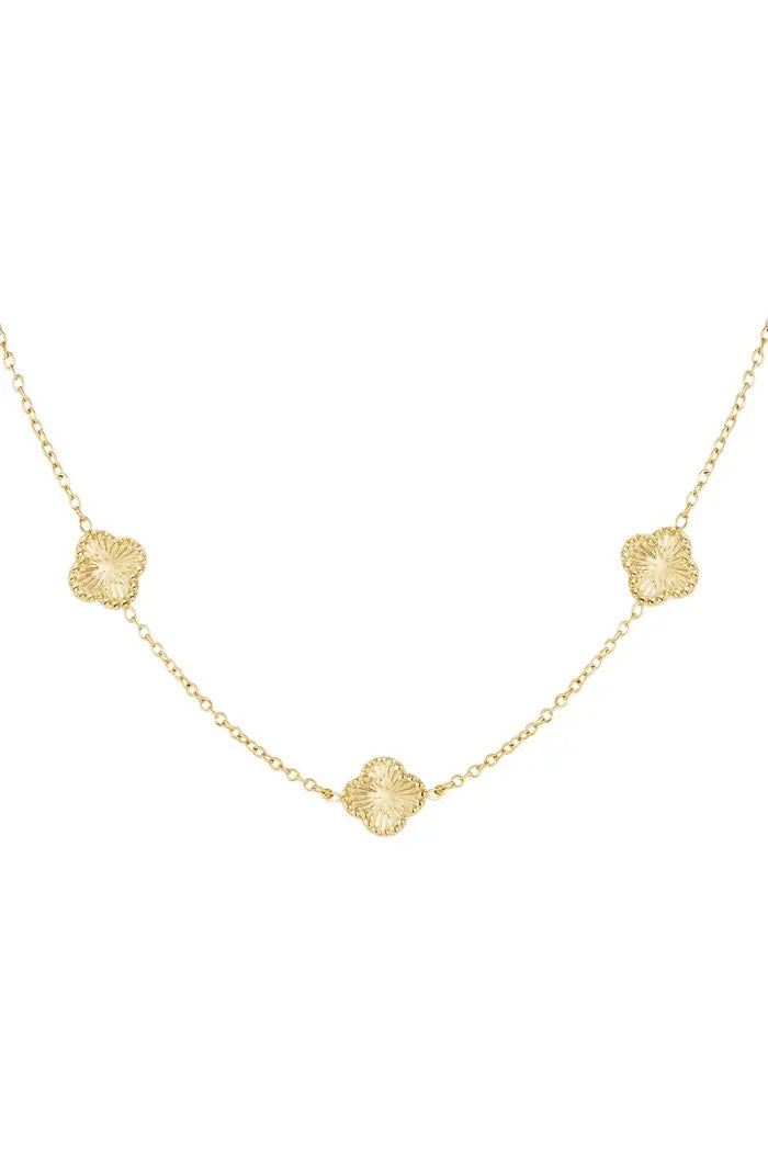 Textured Clover Necklace Gold