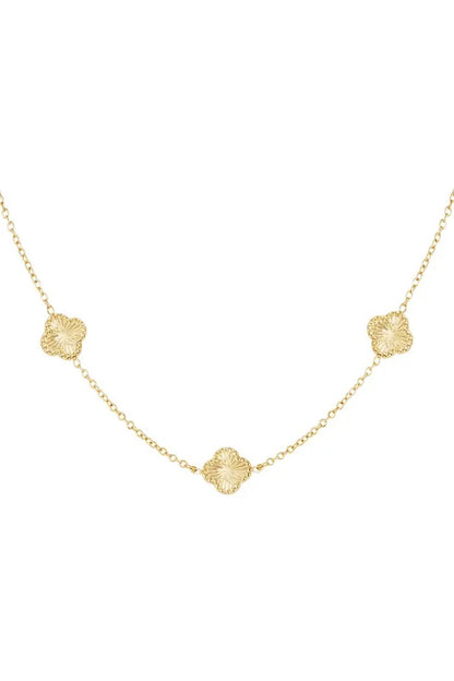 Textured Clover Necklace Gold