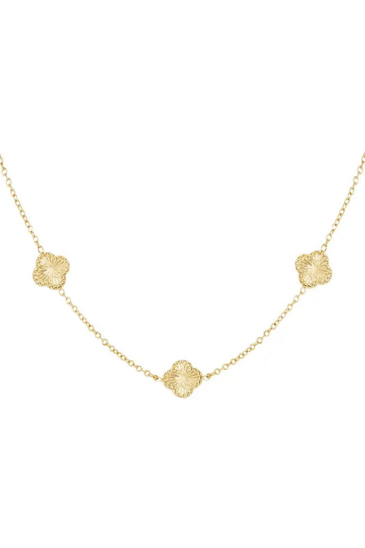 Textured Clover Necklace Gold