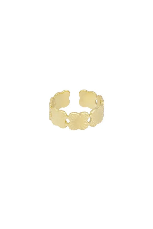 Textured Clover Ring Gold