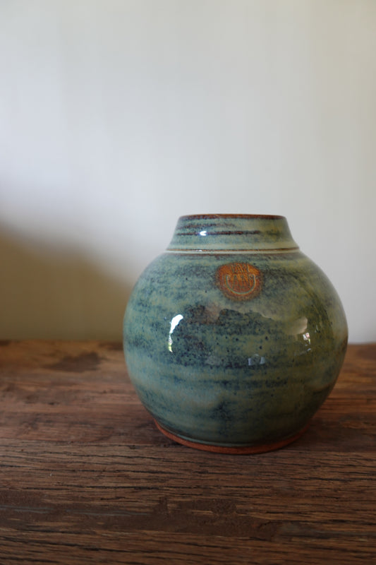 Bolle vaas blauwgroen