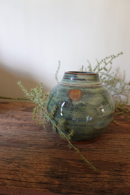 Bolle vaas blauwgroen