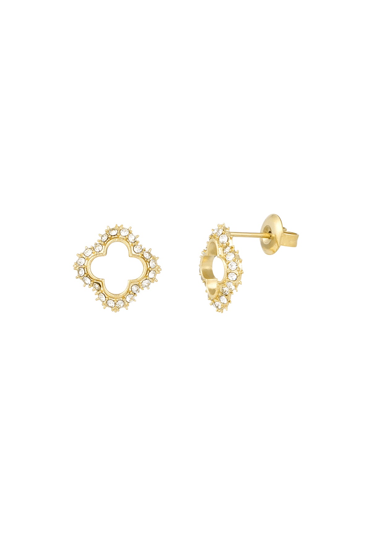 Diamond Clover Earrings Gold