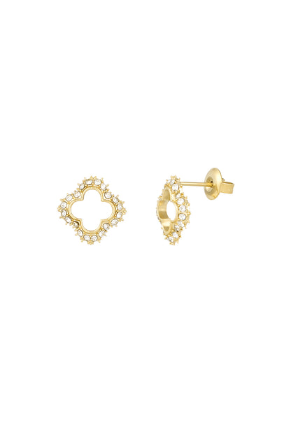 Diamond Clover Earrings Gold