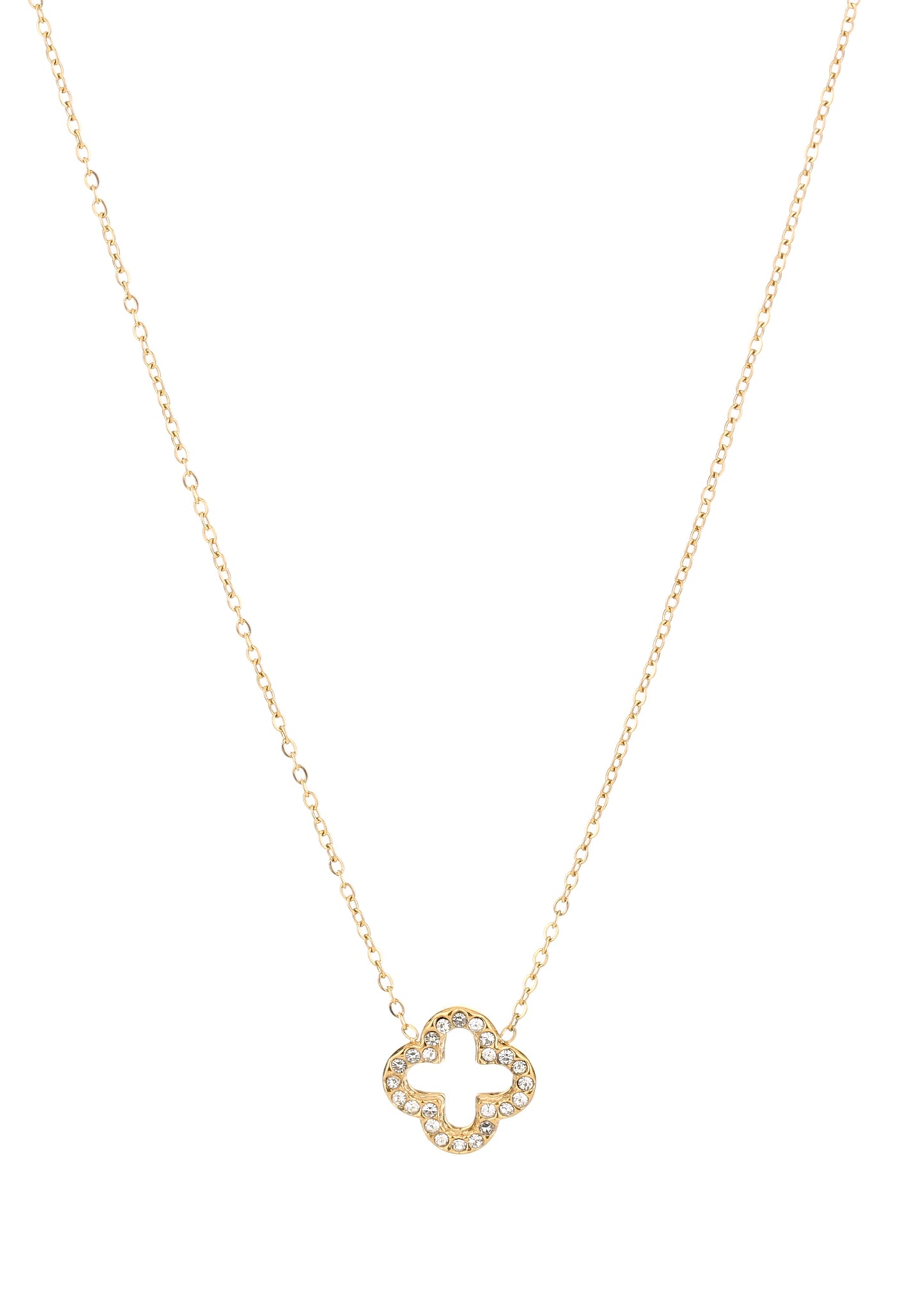 Diamond Clover Necklace Gold