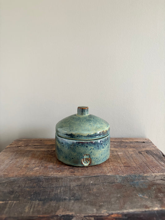 Pot blauwgroen met deksel