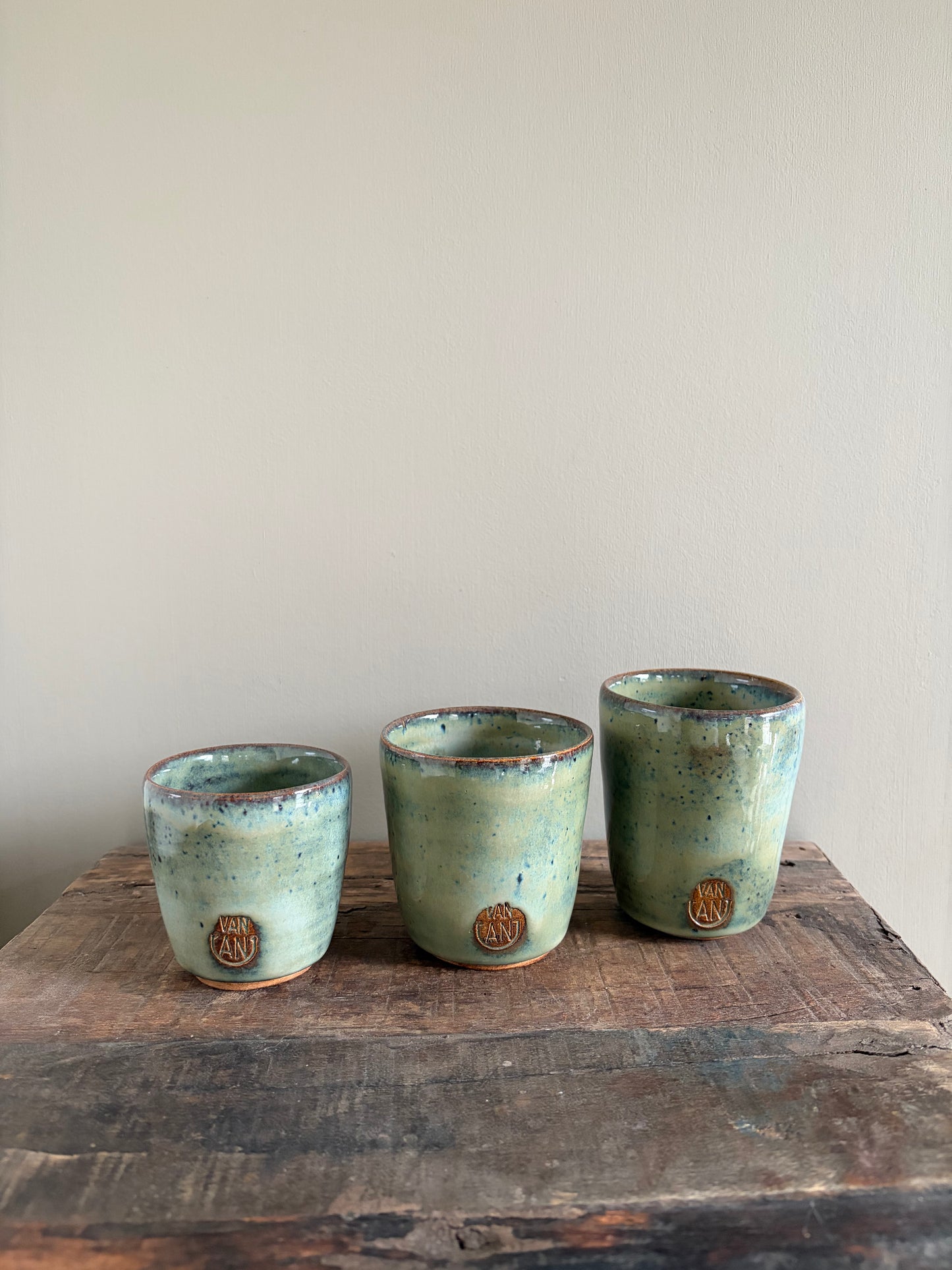 Set tassen blauwgroen