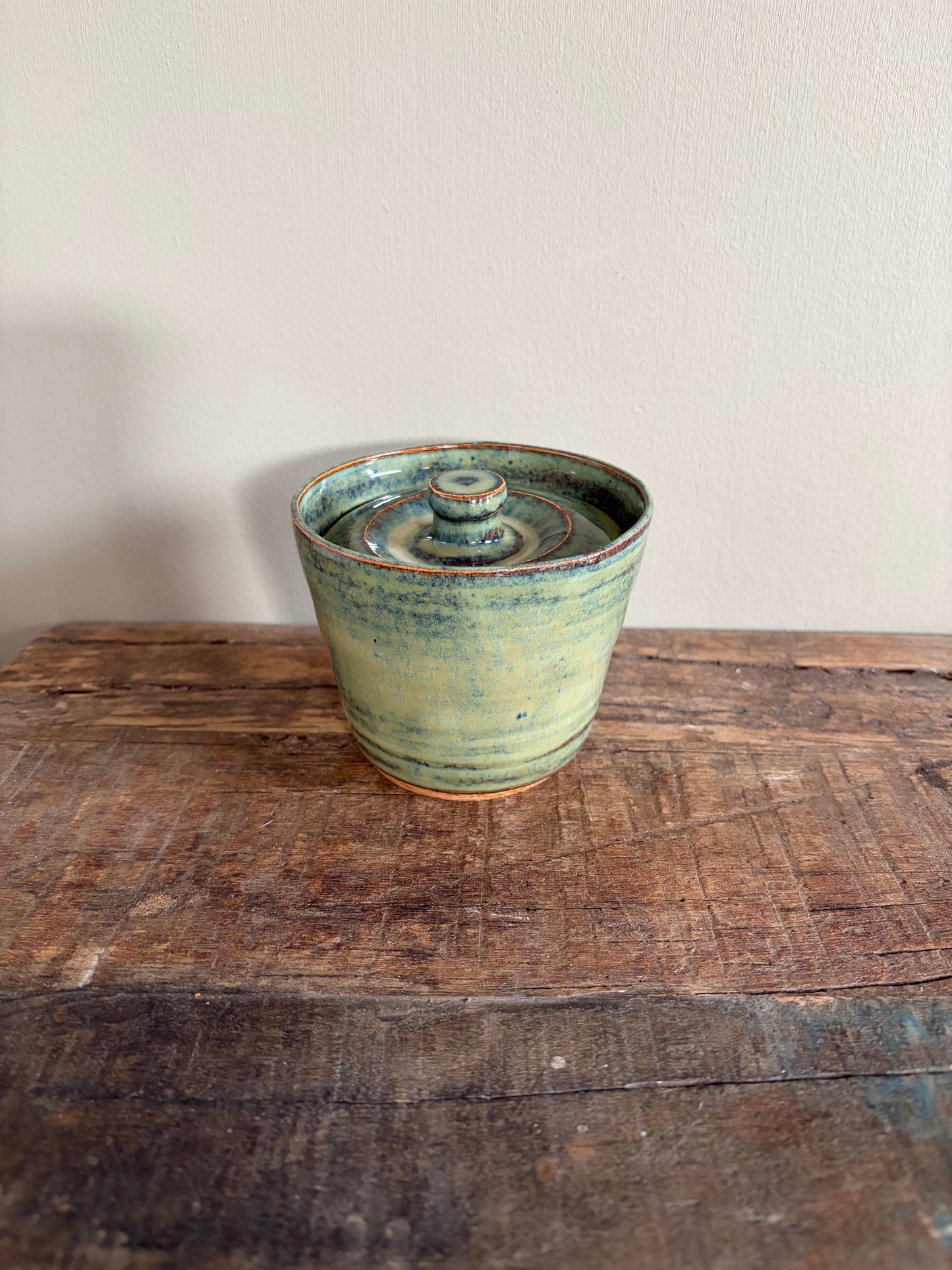 Suikerpot blauwgroen met deksel