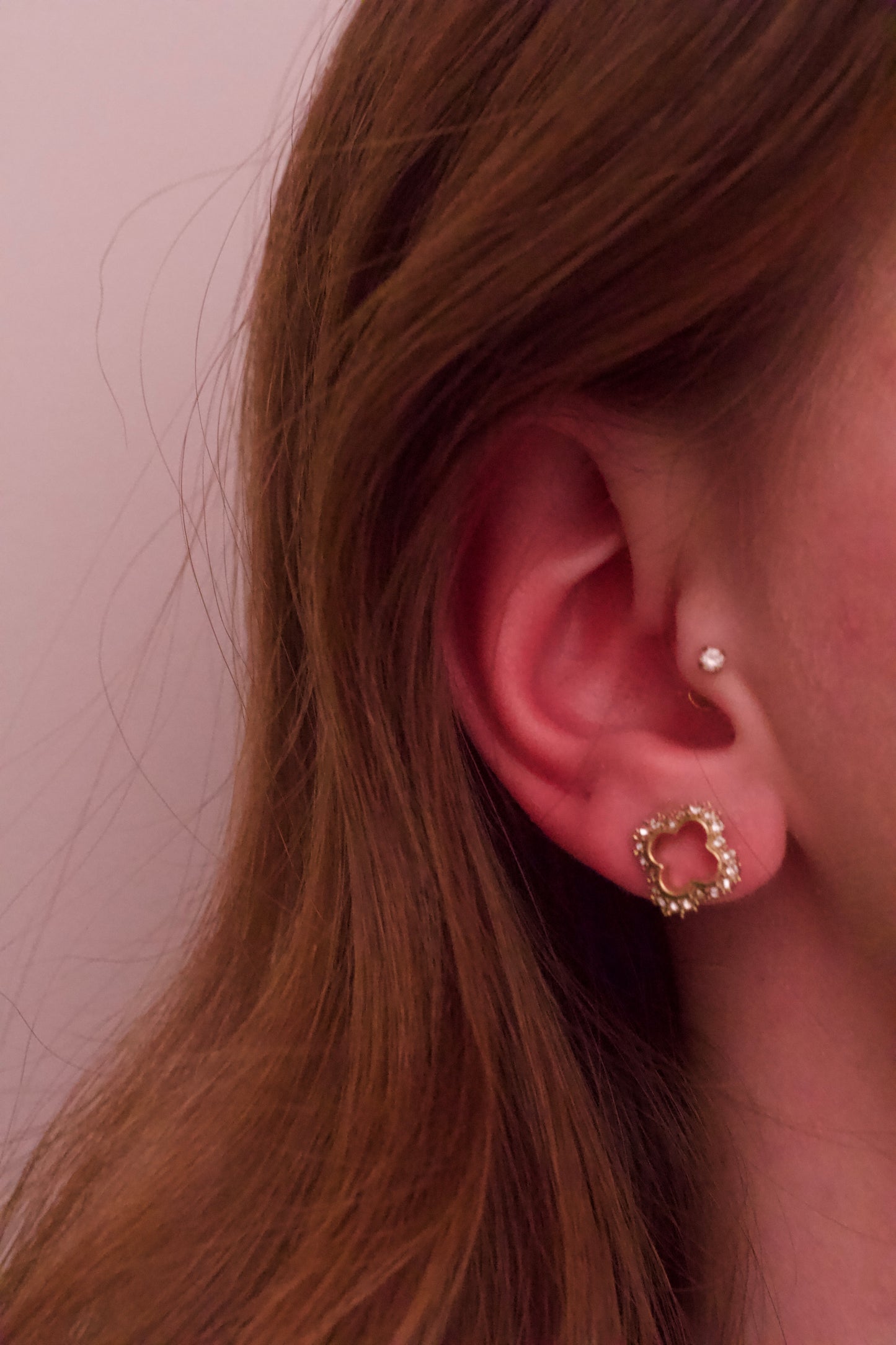 Diamond Clover Earrings Gold